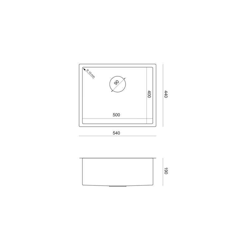 Zlewozmywak stalowy ANTHONY 60 – jednokomorowy, podwieszany/wpuszczany/na równi z blatem, stal grafitowa/elementy grafitowe, Quadron