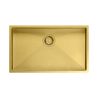 Zlewozmywak stalowy ANTHONY 80 – jednokomorowy, podwieszany/wpuszczany/na równi z blatem, stal złota/elementy złote, Quadron