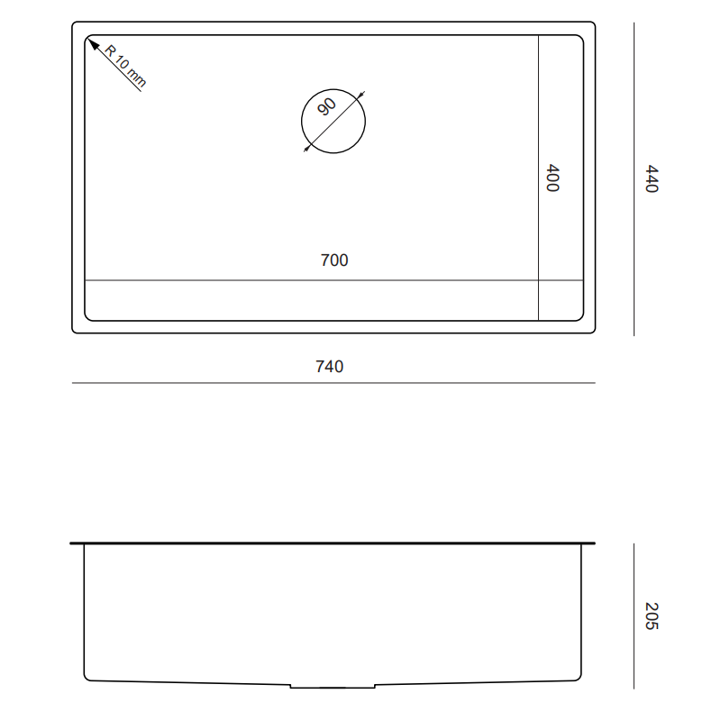 Zlewozmywak stalowy ANTHONY 80 – jednokomorowy, podwieszany/wpuszczany/na równi z blatem, stal złota/elementy złote, Quadron
