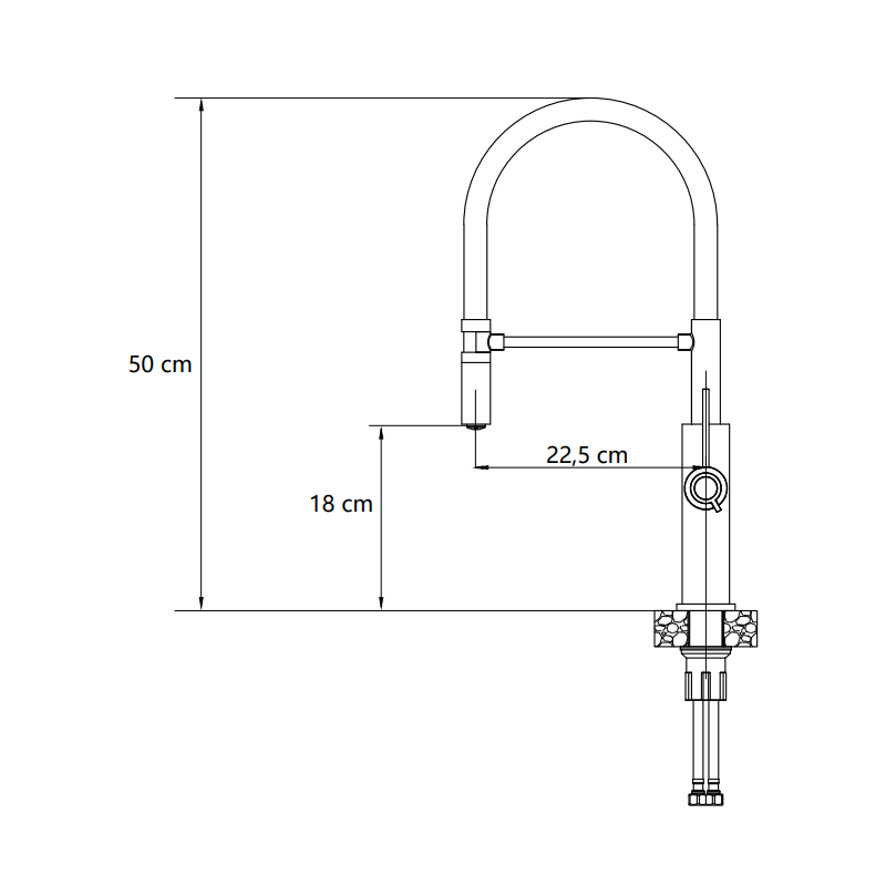 Bateria kuchenna GEMMA – stalowa SteelQ/biały wąż, obrotowa, ruchoma wylewka, Quadron
