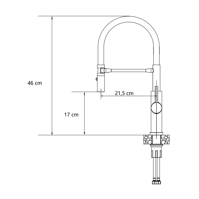 Bateria kuchenna ANDY – stalowa, pure carbon/czarny wąż, obrotowa, ruchoma wylewka, z prysznicem, Quadron