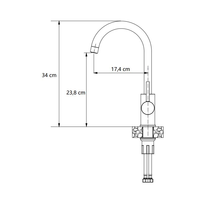 Bateria kuchenna NAOMI – stalowa, miedziany nano PVD, obrotowa, z prysznicem, Quadron