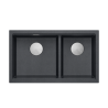 Zlewozmywak granitowy LOGAN 120 – dwukomorowy, podwieszany, black diamond/elementy stalowe, Quadron