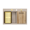 Zlewozmywak granitowy MARC 120 WORKSTATION – dwukomorowy, wpuszczany, pearl beige/elementy złote + AKCESORIA, Quadron