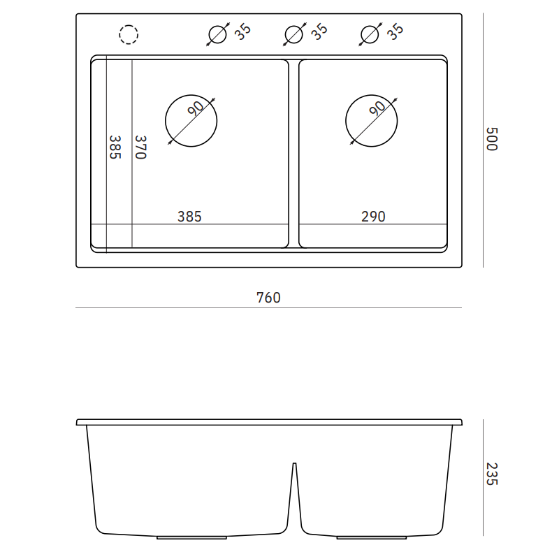 Zlewozmywak granitowy MARC 120 WORKSTATION – dwukomorowy, wpuszczany, silver stone/elementy złote + AKCESORIA, Quadron