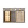 Zlewozmywak granitowy MARC 120 WORKSTATION – dwukomorowy, wpuszczany, soft taupe/elementy miedziane + AKCESORIA, Quadron