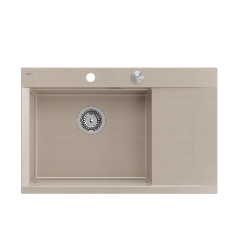 JOSH 111 GraniteQ zlewozmywak 1-komorowy z/o (780x500x215) pearl beige  + syfon push 2 open + deska + wkładka/ elementy stalowe