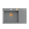 JOSH 111 GraniteQ zlewozmywak 1-komorowy z/o (780x500x215) silver stone  + syfon push 2 open + deska + wkładka/ elementy miedziane