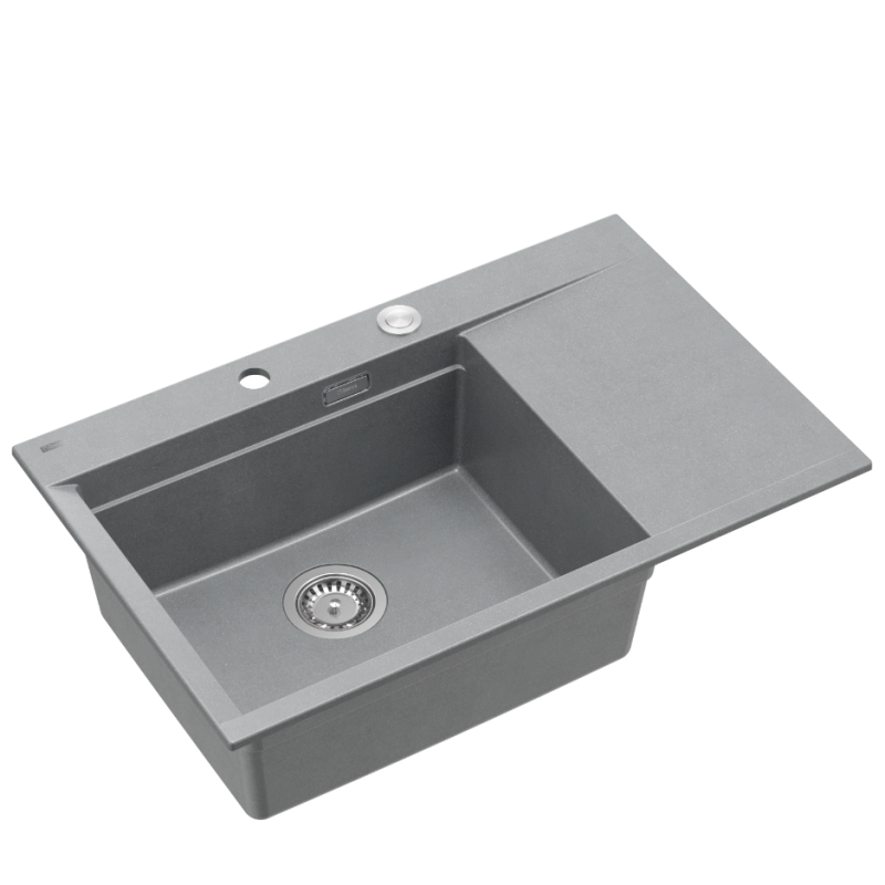 JOSH 111 GraniteQ zlewozmywak 1-komorowy z/o (780x500x215) silver stone  + syfon push 2 open + deska + wkładka/ elementy stalowe