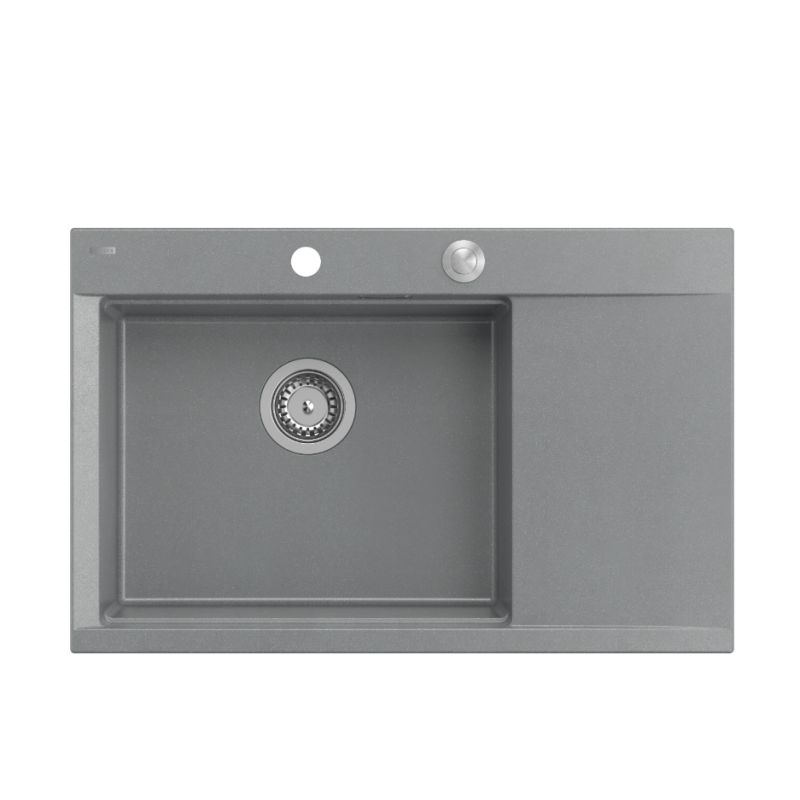 JOSH 111 GraniteQ zlewozmywak 1-komorowy z/o (780x500x215) silver stone  + syfon push 2 open + deska + wkładka/ elementy stalowe