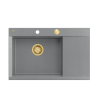 JOSH 111 GraniteQ zlewozmywak 1-komorowy z/o (780x500x215) silver stone  + syfon push 2 open + deska + wkładka/ elementy złote