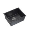 Zlewozmywak granitowy ALEC 40 – jednokomorowy, podwieszany, black dotted/elementy stalowe, Quadron