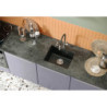 Zlewozmywak granitowy ALEC 40 – jednokomorowy, podwieszany, black dotted/elementy stalowe, Quadron