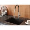 Zlewozmywak granitowy ALEC 40 – jednokomorowy, podwieszany, black dotted/elementy stalowe, Quadron