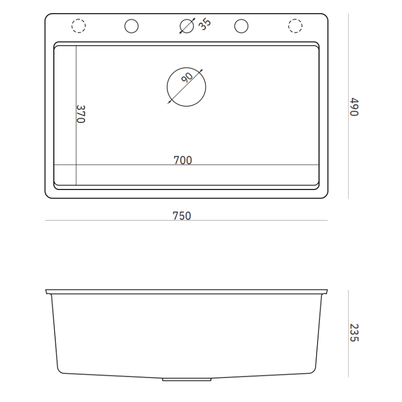 Zlewozmywak granitowy MARC 110 FM WORKSTATION – jednokomorowy, na równi z blatem, silver stone/elementy miedziane + AKCESORIA, Quadron