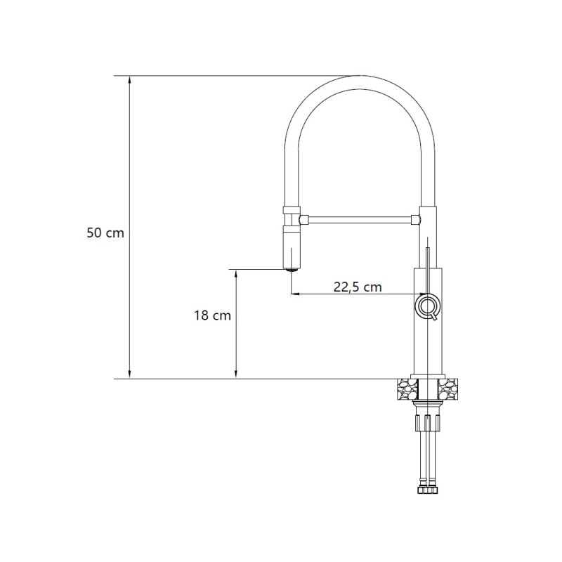 GEMMA Q LINE SteelQ bateria kuchenna z ruchomą wylewką Nano PVD gold (złota), biały wąż