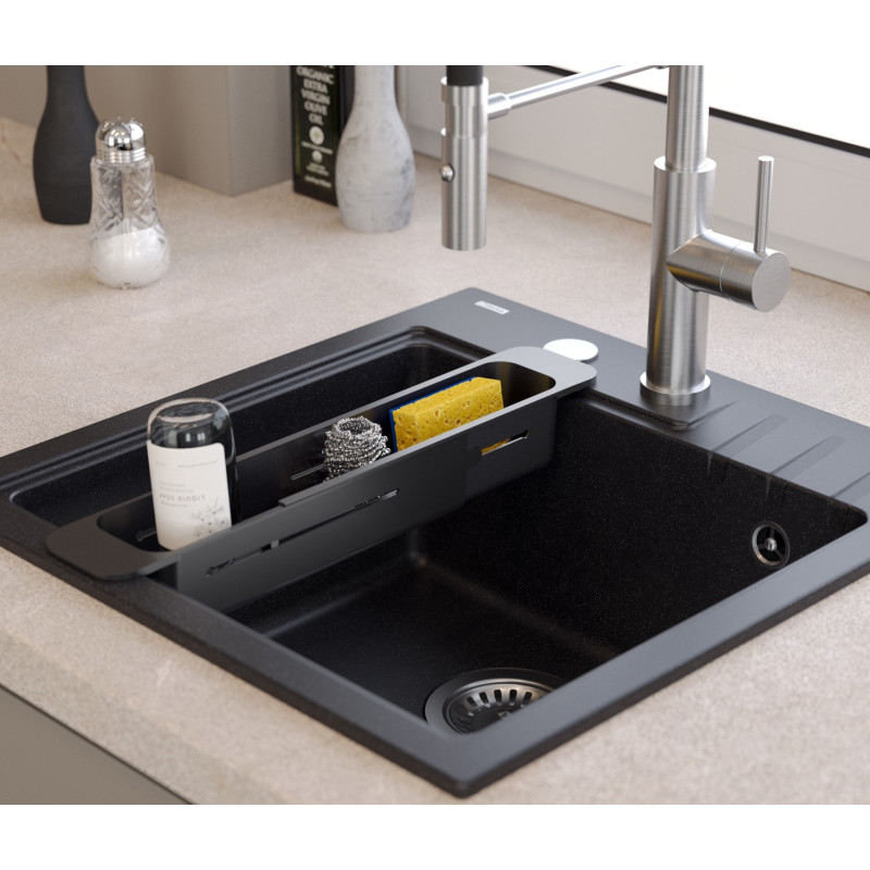 Wkładka do zlewozmywaka / regulowana szerokość 400-560 x80 mm  (gł 65mm) czarny