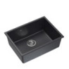 Zlewozmywak granitowy ALEC 50 – jednokomorowy, podwieszany, black dotted/elementy stalowe, Quadron