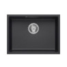 Zlewozmywak granitowy ALEC 50 – jednokomorowy, podwieszany, black dotted/elementy stalowe, Quadron