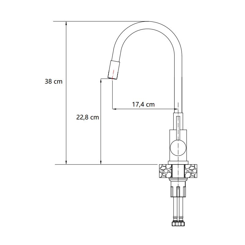 Zlewozmywak stalowy LUKE 100 + bateria z elastyczną wylewką – jednokomorowy, wpuszczany, stal szlachetna/elementy stalowe, Quadron