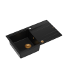 Zlewozmywak granitowy EVAN 111 – jednokomorowy, wpuszczany, pure carbon/elementy miedziane, Quadron