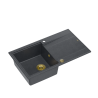 Zlewozmywak granitowy EVAN 111 – jednokomorowy, wpuszczany, black diamond/elementy złote, Quadron