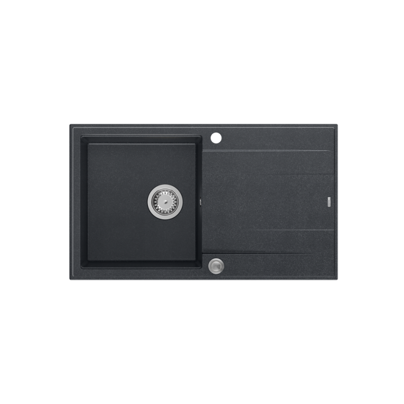 Zlewozmywak granitowy EVAN 111 – jednokomorowy, wpuszczany, black diamond/elementy stalowe, Quadron