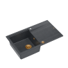 Zlewozmywak granitowy EVAN 111 – jednokomorowy, wpuszczany, black diamond/elementy miedziane, Quadron