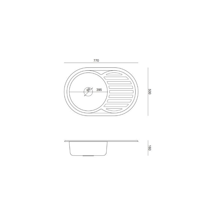 Zlewozmywak stalowy TOM 211 – jednokomorowy, wpuszczany, stal szlachetna Satyna/elementy stalowe, Quadron