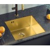 Zlewozmywak stalowy ANTHONY 50 – jednokomorowy, podwieszany/wpuszczany/na równi z blatem, stal złota/elementy złote, Quadron
