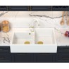 Bateria kuchenna RACHEL – stalowa, snow white/złoty nano PVD/biała ceramika, obrotowa, Quadron