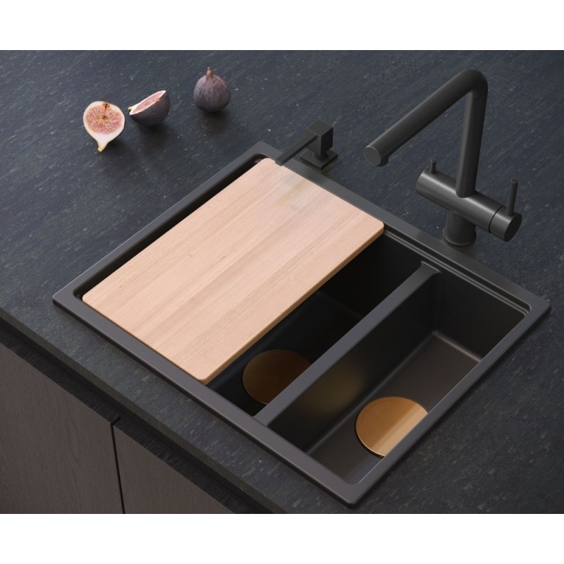 Bateria kuchenna ELLEN – stalowa, pure carbon, obrotowa, wyciągana wylewka, Quadron