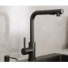 Bateria kuchenna NICKI stalowa, pure carbon, wyciągana wylewka, Quadron