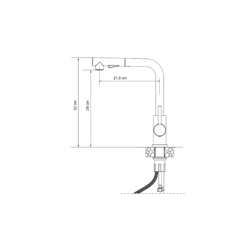 Bateria kuchenna NICKI stalowa, stal szczotkowana, wyciągana wylewka, Quadron