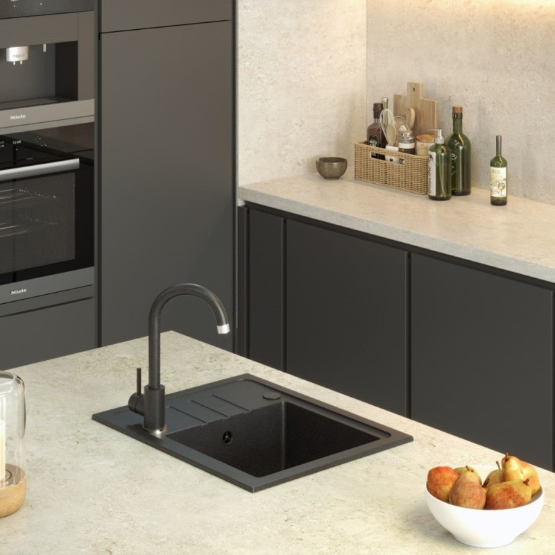 Bateria kuchenna KATE – stalowa, black dotted GraniteQ, obrotowa, Quadron