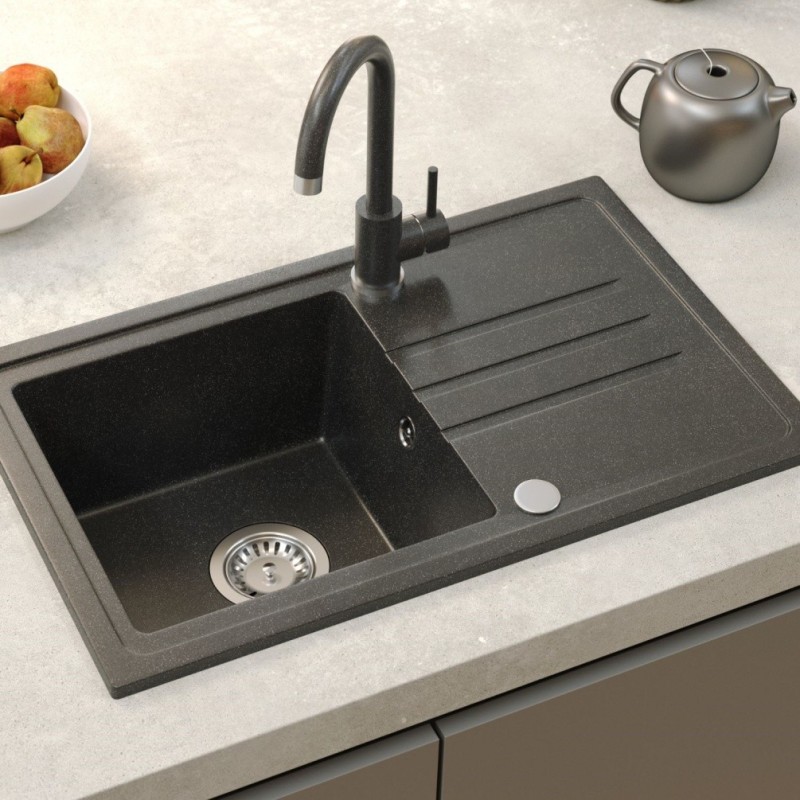 Bateria kuchenna KATE – stalowa, black dotted GraniteQ, obrotowa, Quadron