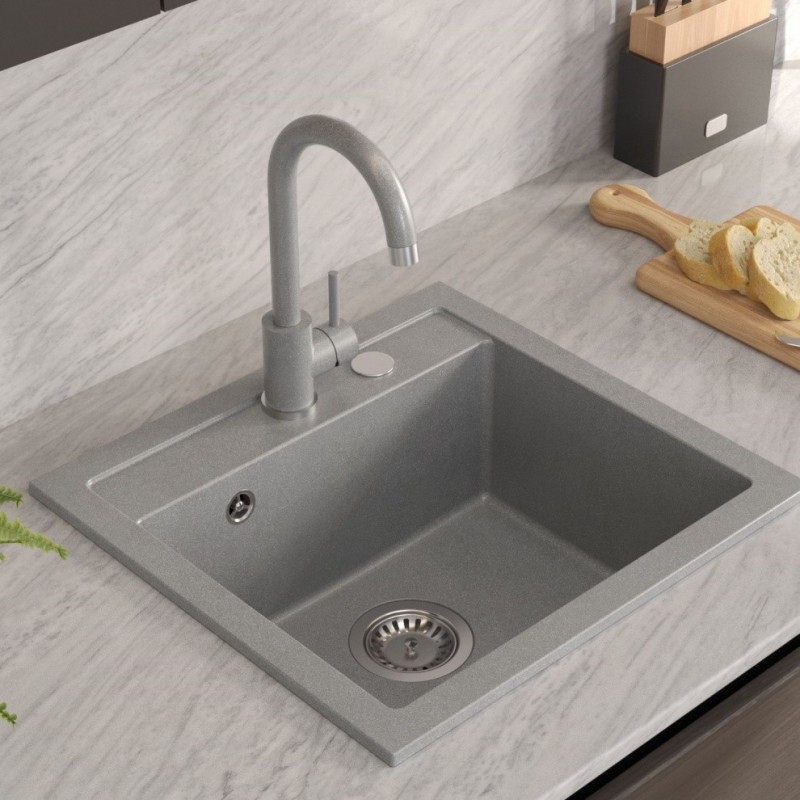 Bateria kuchenna KATE – stalowa, silver stone GraniteQ, obrotowa, Quadron
