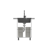 Zlewozmywak granitowy KURT 110 WORKSTATION – jednokomorowy, wpuszczany, soft taupe/elementy stalowe + AKCESORIA, Quadron