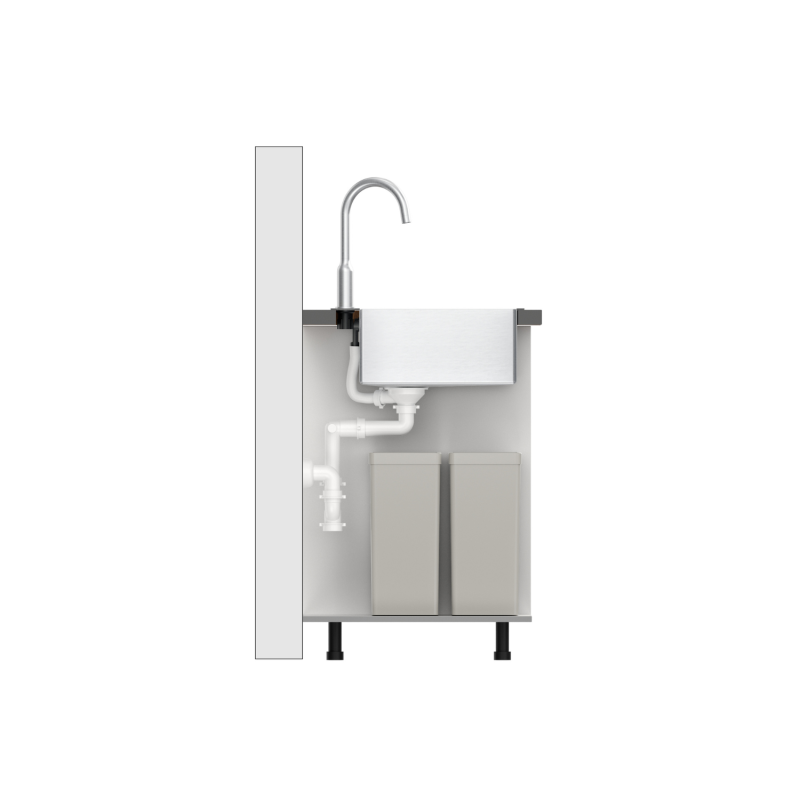 Zlewozmywak stalowy RUSSEL 90 – jednokomorowy, wpuszczany/na równi z blatem, stal złota/elementy złote, Quadron