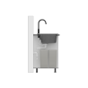 Zlewozmywak granitowy MARC 120 WORKSTATION – dwukomorowy, wpuszczany, silver stone/elementy miedziane + AKCESORIA, Quadron