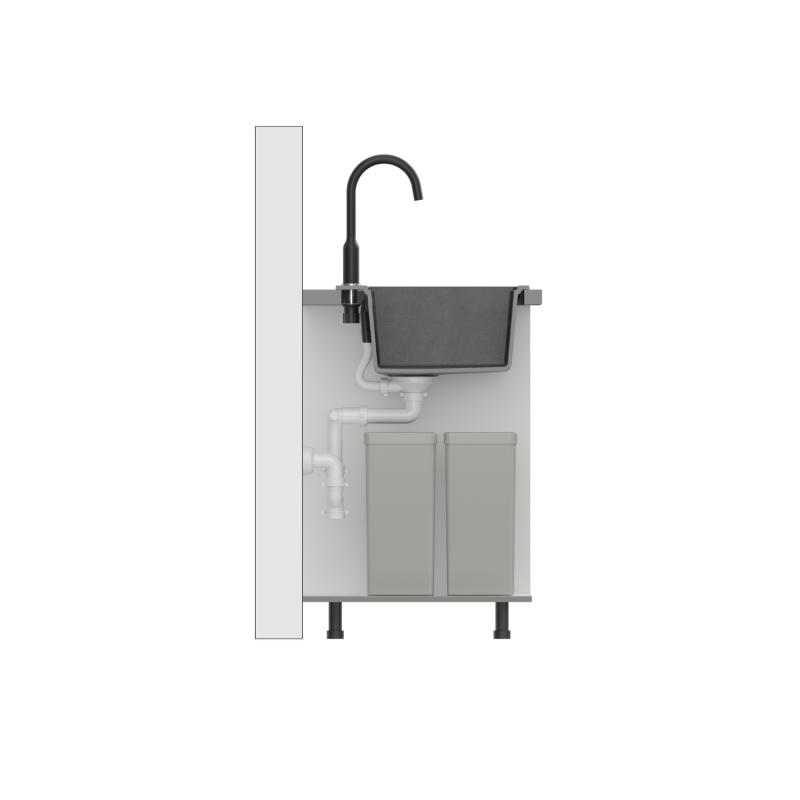Zlewozmywak granitowy MARC 110 FM WORKSTATION – jednokomorowy, na równi z blatem, pure carbon/elementy złote + AKCESORIA, Quadron
