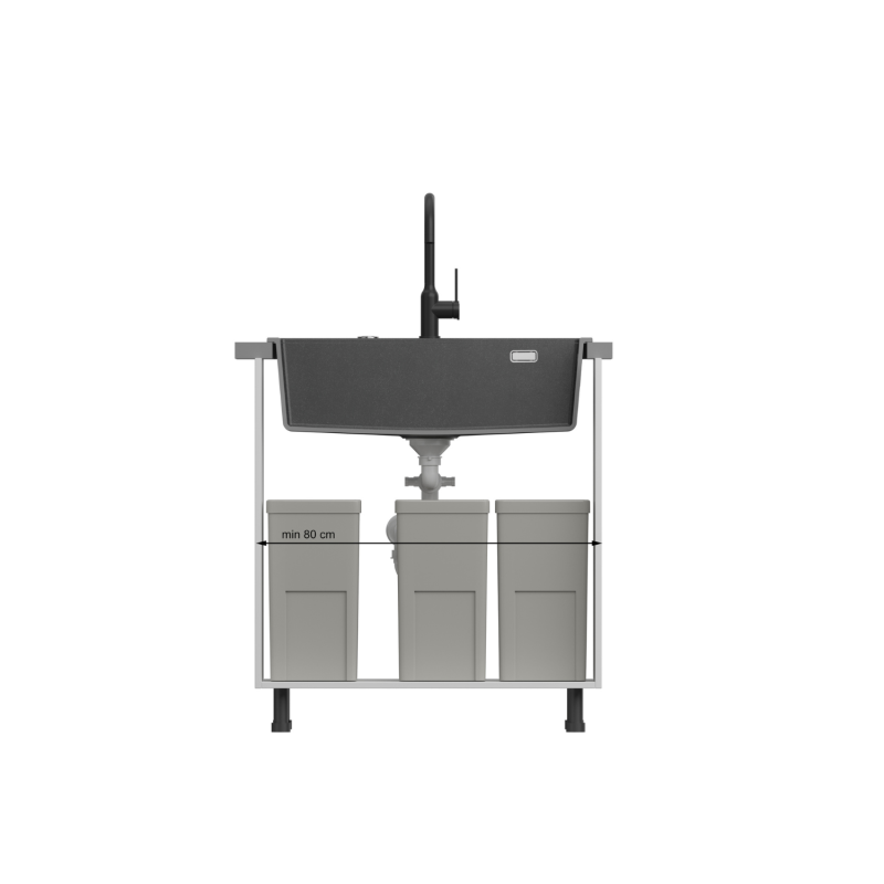 Zlewozmywak granitowy MARC 110 FM WORKSTATION – jednokomorowy, na równi z blatem, pure carbon/elementy złote + AKCESORIA, Quadron