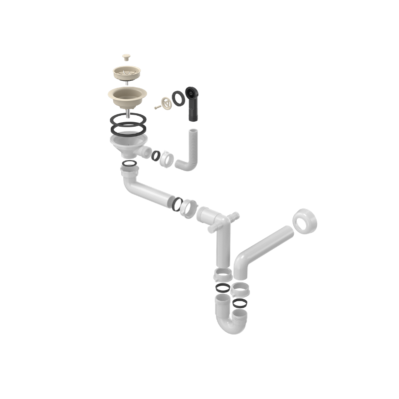 Odpływ zatyczkowy 3 1/2" z syfonem 1-komorowy Power Colour river sand (GRANIT-pionowy), save space (12PB3-P2A-BE)