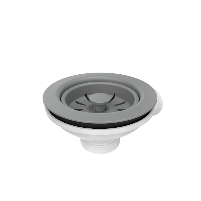 Odpływ zatyczkowy 3 1/2" z syfonem 1-komorowy Power Colour silver stone (GRANIT-pionowy), save space (12PB3-P2A-GR)
