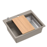 Zlewozmywak granitowy KURT 110 WORKSTATION – jednokomorowy, wpuszczany, soft taupe/elementy stalowe + AKCESORIA, Quadron