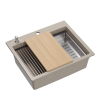 Zlewozmywak granitowy KURT 110 WORKSTATION – jednokomorowy, wpuszczany, pearl beige/elementy stalowe + AKCESORIA, Quadron