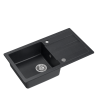 TOM 111 zlewozmywak granitowy czarny (77x44x17,6) + syfon + zaślepka