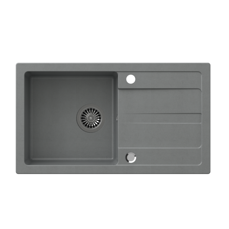 Zlewozmywak granitowy  TOM 111 - jednokomorowy, wpuszczany, silver stone