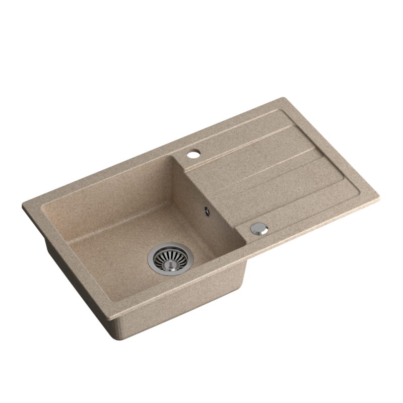 Zlewozmywak granitowy  TOM 111 - jednokomorowy, wpuszczany, river sand