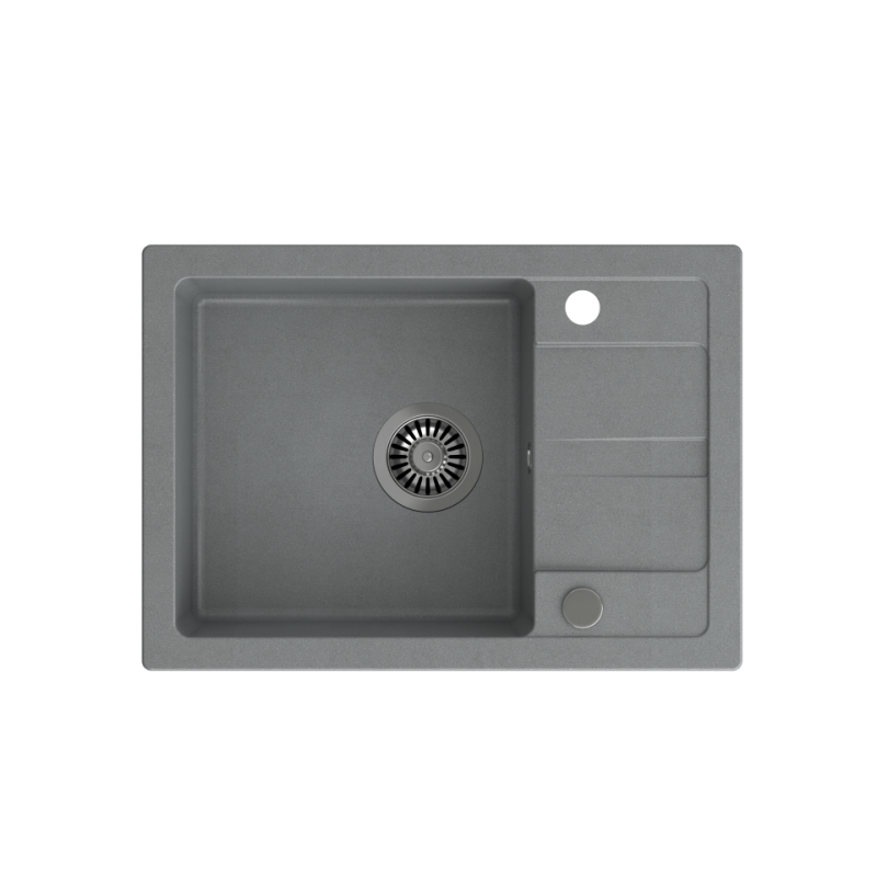 Zlewozmywak granitowy  TOM 116 - jednokomorowy, wpuszczany, silver stone